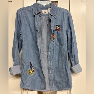 Disney Blue Denim Shirt with Embroidered Characters